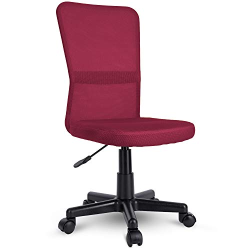 TRESKO Silla de Oficina Escritorio giratoria, Disponible en 7 Variantes de Colores, con Ruedas para Suelos Duros, Regulable en Altura de Forma Continua, Respaldo ergonómico (Burdeos)