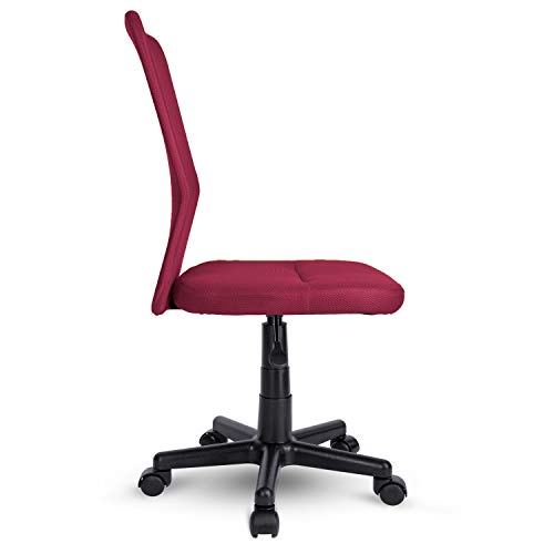 TRESKO Silla de Oficina Escritorio giratoria, Disponible en 7 Variantes de Colores, con Ruedas para Suelos Duros, Regulable en Altura de Forma Continua, Respaldo ergonómico (Burdeos)