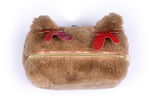 Tri-Coastal Design - Mini Neceser/Bolsa de Maquillaje de Felpa, Imitación de Piel Sintética, Bolsa para Artículos de Tocador Pequeños, Perfecta para Llevar en el Bolso (Deer)