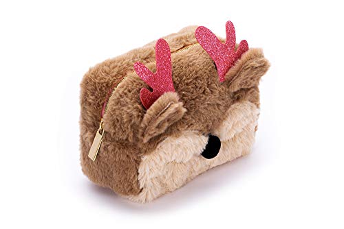 Tri-Coastal Design - Mini Neceser/Bolsa de Maquillaje de Felpa, Imitación de Piel Sintética, Bolsa para Artículos de Tocador Pequeños, Perfecta para Llevar en el Bolso (Deer)