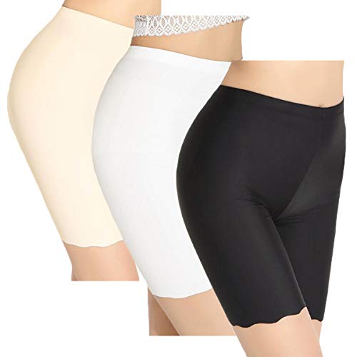 TRISTIN Mujeres 3 Pack Pantalones Cortos para niños Ropa Interior Anti Rozaduras Tallas Grandes Calzoncillos Largos Bóxers Transparentes y Sexy Bragas sin Costuras Slipshort para Damas
