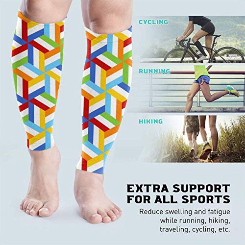 Trombus Flag Calf Compression Sleeve - Leg Compression Socks for Shin Splint Calf Pain Relief Fit for Men Women and Runners