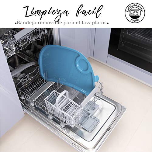 Trona para Bebe Evolutiva, Ajustable y Plegable - 7 Alturas Diferentes, Respaldo para Niño Reclinable 5 Posiciones, Bandeja Extraíble mediante Clip (Limpieza Sencilla), Cojín Bebé Confort