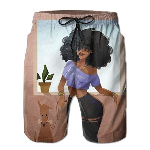 Troncos de natación de Verano para Hombres Pelo Rizado Rock Sexy Girl Bañador para Correr de Secado rápido Pantalones Cortos Boader Bañador de Playa Deportes,Talla XXL