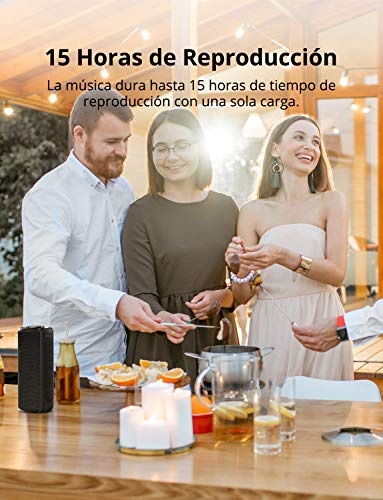 Tronsmart T6 Plus Altavoces Bluetooth 40W, Altavoz Portatiles Waterproof IPX6 con Powerbank, 15 Horas de Reproducción, Sonido Estéreo TWS, Efecto de Triple Bajo, Speaker Bluetooth 5.0 y Manos Libres