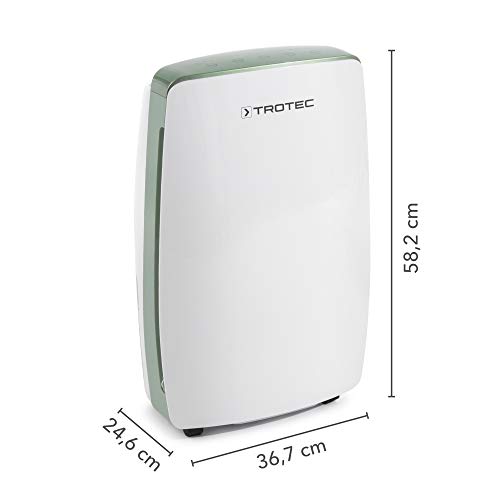TROTEC Deshumidificador eléctrico TTK 68 E, 20L/24h, Pantalla LED, Depósito 4L, Portátil, Para Habitaciones de 45m²/110 m³, Filtro de Aire, Diseño, Silencioso, 450 W, Auto-Apagado, Temporizador, Secado de Ropa