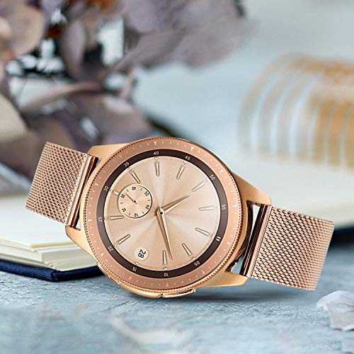 TRUMiRR Reemplazo para Samsung Galaxy Watch 42mm/Galaxy Watch Active/Gear Sport Correa de Reloj, 20mm Correa de Reloj de Malla de Acero Inoxidable Tejida Pulsera para Garmin Vivoactive 3/3 Music