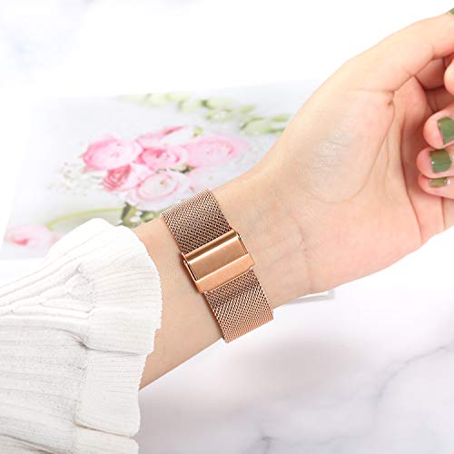 TRUMiRR Reemplazo para Samsung Galaxy Watch 42mm/Galaxy Watch Active/Gear Sport Correa de Reloj, 20mm Correa de Reloj de Malla de Acero Inoxidable Tejida Pulsera para Garmin Vivoactive 3/3 Music