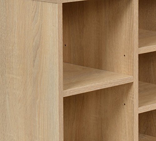 ts-ideen - Banco para pasillo con compartimentos para guardar zapatos - Banco zapatero gris de imitación de madera de roble - 103,5 x 54 cm
