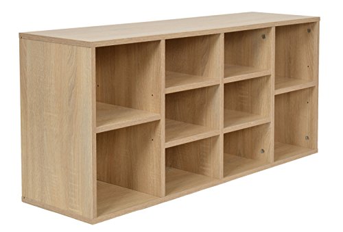 ts-ideen - Banco para pasillo con compartimentos para guardar zapatos - Banco zapatero gris de imitación de madera de roble - 103,5 x 54 cm