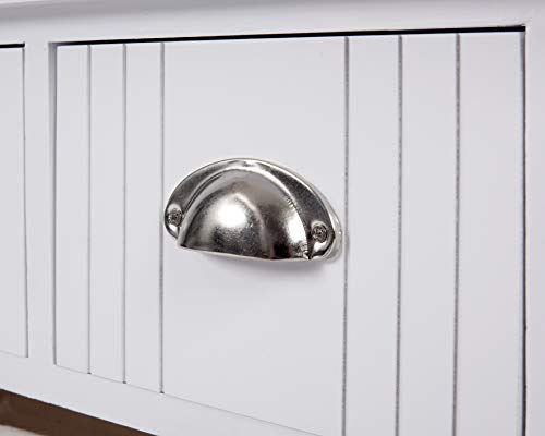 ts-ideen Banco para Pasillo estilo Country Blanco con 3 cajones y 2 cestas de mimbre