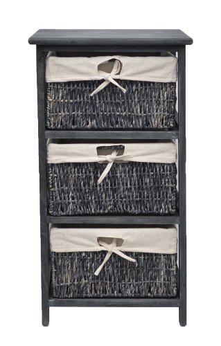 ts-ideen Cómoda de Estilo Rural Antiguo para baño, Pasillo, vestíbulo con Tres cestas de Mimbre