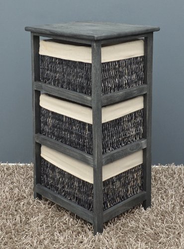 ts-ideen Cómoda de Estilo Rural Antiguo para baño, Pasillo, vestíbulo con Tres cestas de Mimbre