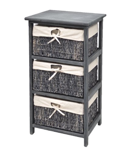 ts-ideen Cómoda de Estilo Rural Antiguo para baño, Pasillo, vestíbulo con Tres cestas de Mimbre