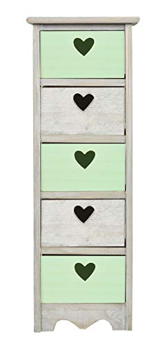 ts-ideen Cómoda estantería Armario de Madera Estilo de la alquería Rustico Shabby para baño Pasillo Cocina Sala Gris con corazoncito