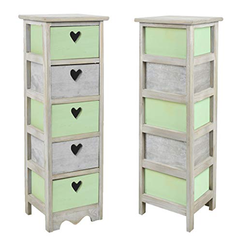 ts-ideen Cómoda estantería Armario de Madera Estilo de la alquería Rustico Shabby para baño Pasillo Cocina Sala Gris con corazoncito