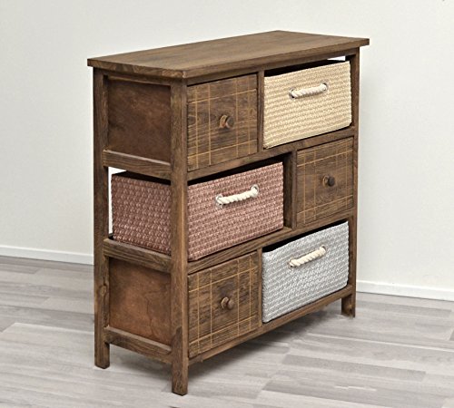 ts-ideen Cómoda rústica con cestas para Pasillo,Cocina,Dormitorio o para el baño