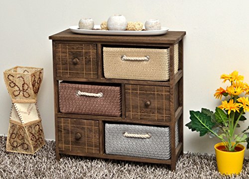 ts-ideen Cómoda rústica con cestas para Pasillo,Cocina,Dormitorio o para el baño