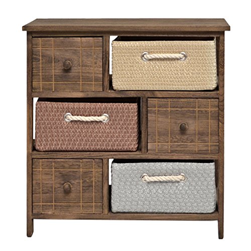 ts-ideen Cómoda rústica con cestas para Pasillo,Cocina,Dormitorio o para el baño