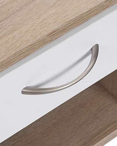 ts-ideen Juego de 3 Piezas Perchero Espejo y banco zapatero para pasillo com cajón de accesorios. Blanco y Roble Sónoma