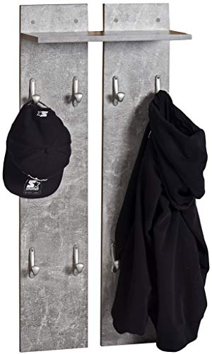 ts-ideen Juego de Perchero doble Espejo Zapatero Extra Delgado 2 Compartimientos con Cajón para accesorios. Blanco y Gris Cemento