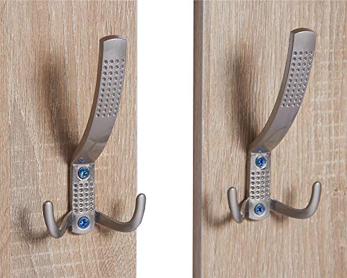 ts-ideen Juego de Perchero doble Espejo Zapatero Extra Delgado 2 Compartimientos con Cajón para accesorios. Roble Sonoma