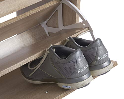 ts-ideen Zapatero Cofre para Zapatos en Roble Sonoma Estilo Moderno con Almohada Blanca, Compartimiento con Puerta basculante y Compartimiento para acesorios