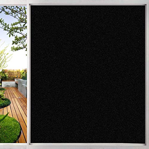 TTMOW Vinilo Adhesivo Negro para Ventana Cristal Bloquear 100% del Luz Película para Ventana Láminas Electrostaticas, Control de Calor y Anti UV, 60 x 200 cm