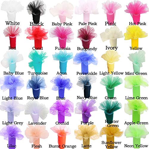 TtS - Bobina de rollo de tul para tutú, fuestas de cumpleaños, envoltorio de regalos, manualidades, decoraciones de vestidos y lazos de boda, 15,25 cm x 91,44 m (6 pulgadas x 100 yardas)., blanco