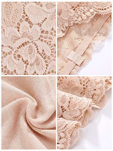 Tubo de Encaje Floral para Mujeres de 3 Piezas Sujetador Superior Sujetador Sin Tirantes Bandeau Abrigo Elástico Sin Costuras en El Pecho (Conjunto de Colores 1, Pequeño)
