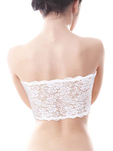 Tubo de Encaje Floral para Mujeres de 3 Piezas Sujetador Superior Sujetador Sin Tirantes Bandeau Abrigo Elástico Sin Costuras en El Pecho (Conjunto de Colores 1, Pequeño)