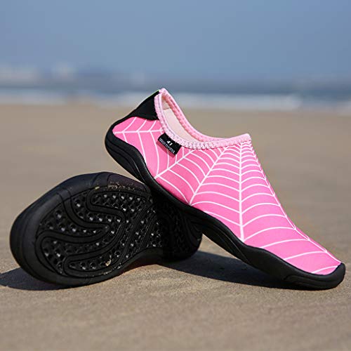 TUDUZ Mujer Zapato Plano Casual Zapatos De Agua Banda para Nadar Playa Zapatos Deporte Buceo Secado Rápido Zapatillas (Rosado, 40)