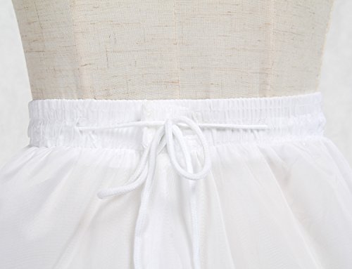 TUKA Enagua 3 Aros, Largo Miriñaque, Crinolina Boda, Aros Ajustable, tamaño L, Conveniente para el EU tamaño 42 - tamaño 52, Blanco, TKB0005-White-X