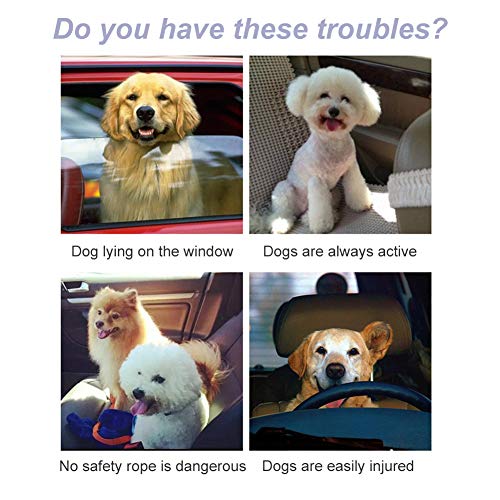 TUKNON Cinturon Perro Coche, Dog Seat Belt, Cinturon de Seguridad para Perros, Universal Dog Car Seat Belt, Longitud Ajustable, con Anti Choque Cinturon Elástico de Nylon, para Mascotas Perros Gatos