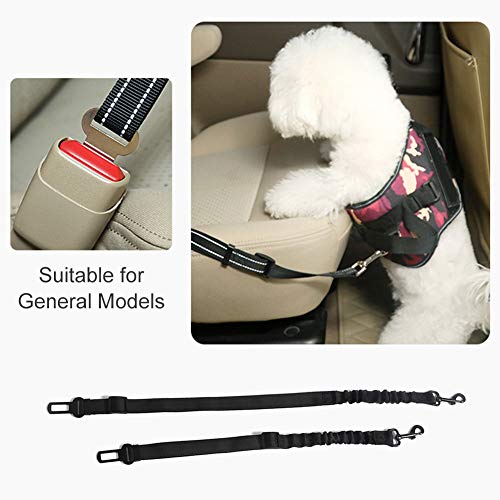 TUKNON Cinturon Perro Coche, Dog Seat Belt, Cinturon de Seguridad para Perros, Universal Dog Car Seat Belt, Longitud Ajustable, con Anti Choque Cinturon Elástico de Nylon, para Mascotas Perros Gatos