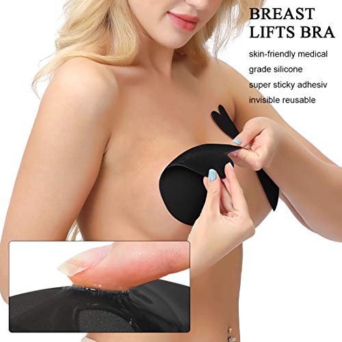 Tuopuda Cinta de Levantamiento de Senos,Mujeres Push Up Pasties Sujetador Adhesivo Sin Tirantes Sin Respaldo Cubierta del pezón Sujetador Invisible Reutilizable Sujetador