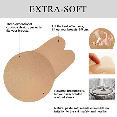 Tuopuda Mujer Levantamiento de Senos Tapa Sujetador Pastillas de Silicona Invisibles Cubiertas de pezones Sujetador Adhesivo Reutilizable