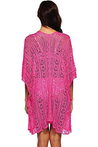 Tuopuda Mujer Pareos Playa Traje de Baño Vestido de la Playa Bikini Cover up Camisola de Playa (Rosa roja)