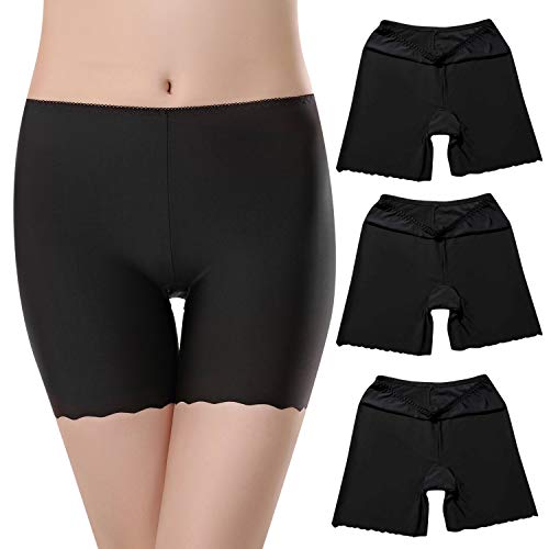 Tuopuda Mujeres Braguitas Short de Seguridad Shorts de Algodón Anti Rozaduras Calzoncillos de Pierna Larga Calzoncillos Polainas Elásticos Boxers Invisibles Slipshort Bragas Pack de 3