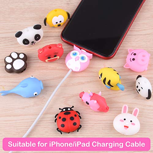TUPARKA Protector de Cable de 18 Piezas para iPhone/iPad Cable USB Lightning, Plástico Cute Fish Unicorn Animals Charge Cable Saver, Accesorio del teléfono Proteger el Cargador USB