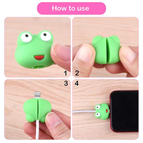 TUPARKA Protector de Cable de 18 Piezas para iPhone/iPad Cable USB Lightning, Plástico Cute Fish Unicorn Animals Charge Cable Saver, Accesorio del teléfono Proteger el Cargador USB