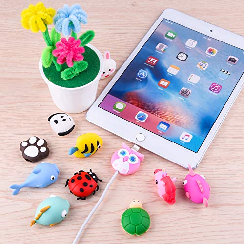TUPARKA Protector de Cable de 18 Piezas para iPhone/iPad Cable USB Lightning, Plástico Cute Fish Unicorn Animals Charge Cable Saver, Accesorio del teléfono Proteger el Cargador USB