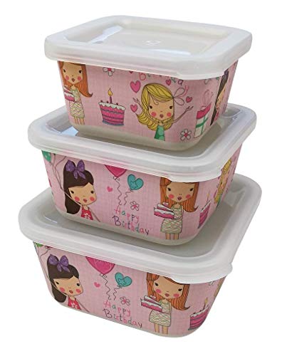 Tuper de Bambu Infantil ♻ 3 Tupers de Fibra de Bambú - Material Ecologico, Organico, Reciclable, Biodegradable - Ideal niños y bebé - Apto para Lavavajillas - Resistente y Ligero - Eco, Bio, Sin BPA