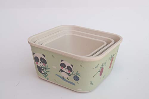Tuper de Bambu Infantil 3 Tupers de Fibra de Bambú - Material Ecologico, Organico, Reciclable, Biodegradable - Ideal niños y bebé - Apto para Lavavajillas - Resistente y Ligero - Eco, Bio, Sin BPA
