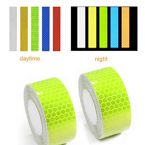 Tuqiang® Cinta Reflectante Adhesiva para Coche Moto Bicicleta Ropa Mochila Alta Intensidad Pegatina Autoadhesivo Seguridad Advertencia Cinta 3 Piezas Verde Fluorescente 3m x 2.5 cm