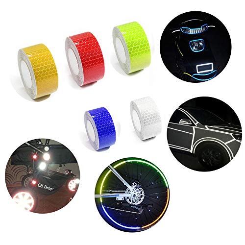 Tuqiang® Cinta Reflectante Adhesiva para Coche Moto Bicicleta Ropa Mochila Alta Intensidad Pegatina Autoadhesivo Seguridad Advertencia Cinta 3 Piezas Verde Fluorescente 3m x 2.5 cm
