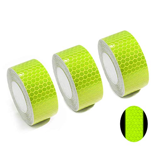 Tuqiang® Cinta Reflectante Adhesiva para Coche Moto Bicicleta Ropa Mochila Alta Intensidad Pegatina Autoadhesivo Seguridad Advertencia Cinta 3 Piezas Verde Fluorescente 3m x 2.5 cm