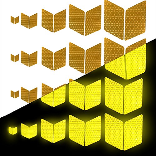 Tuqiang Forma de Diamante Cinta Reflectante Impermeable Pegatina para Silla de Ruedas Bastón Calzado Alta Visibilidad Cinta Adhesiva Reflectante 25 Piezas Amarillo