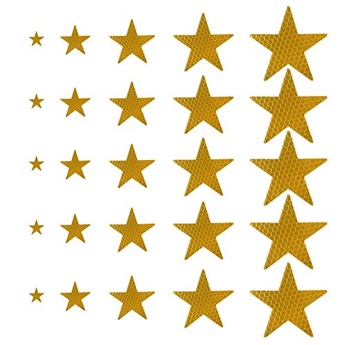 Tuqiang Forma de Estrella Cinta Reflectante Impermeable Pegatina para Silla de Ruedas Bastón Calzado Alta Visibilidad Cinta Adhesiva Reflectante 25 Piezas Amarillo