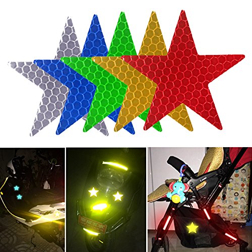 Tuqiang Forma de Estrella Cinta Reflectante Impermeable Pegatina para Silla de Ruedas Bastón Calzado Alta Visibilidad Cinta Adhesiva Reflectante 25 Piezas Amarillo